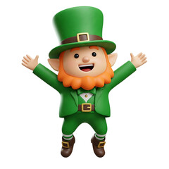 Variety of Cheerful 3D Jumping St. Patrick's Day Leperchaun Characters Isolated