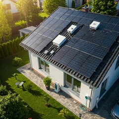 Solar Panels on Rooftop Generating Clean Energy