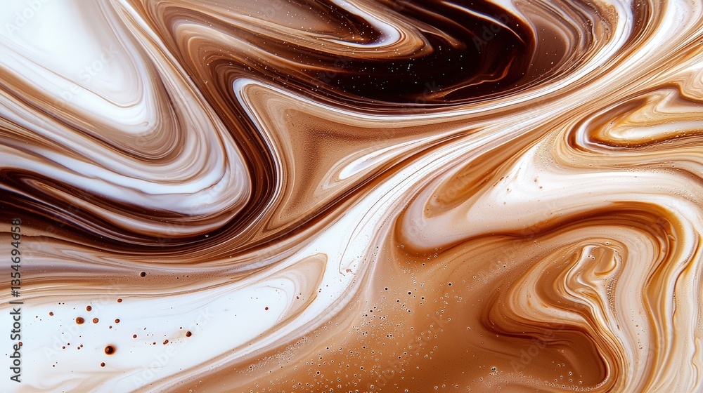 Poster a swirling abstract design featuring rich brown and white colors, creating a smooth, flowing texture