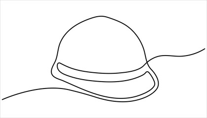 Construction worker wearing a safety helmet continuous one line drawing. Continuous one line drawing of labor minimalist concept for labor days.