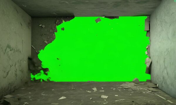 3d animation of explosion breaking wall animated collapsing to reveal hole green screen collapse tear down destruction vfx smash