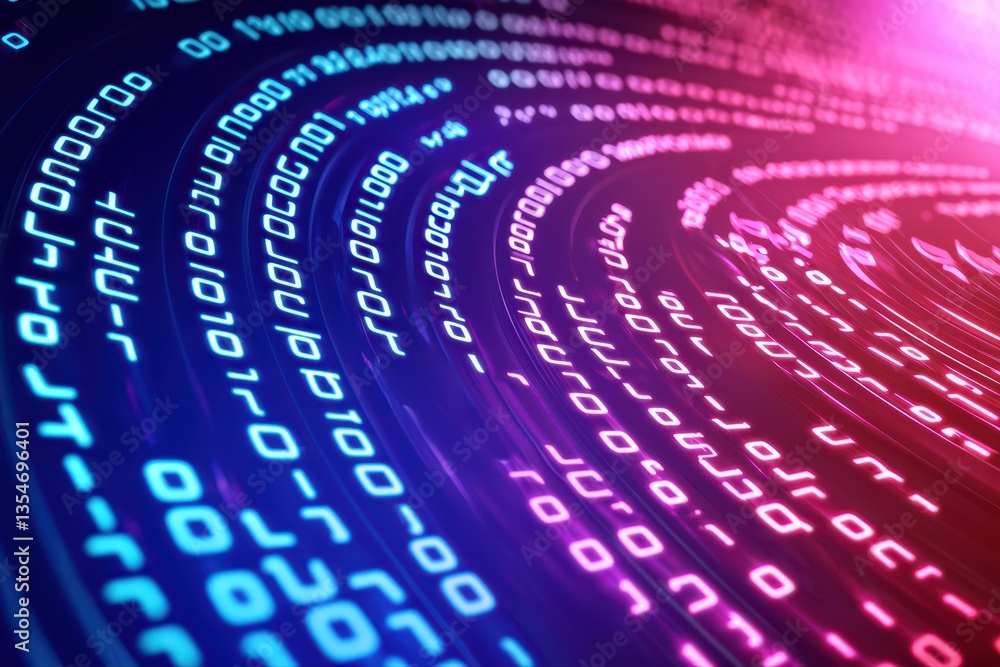 Poster abstract digital background with colorful binary data