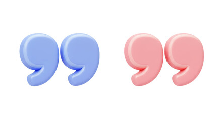 Isolated Pair of Blue and Pink Quotation Marks