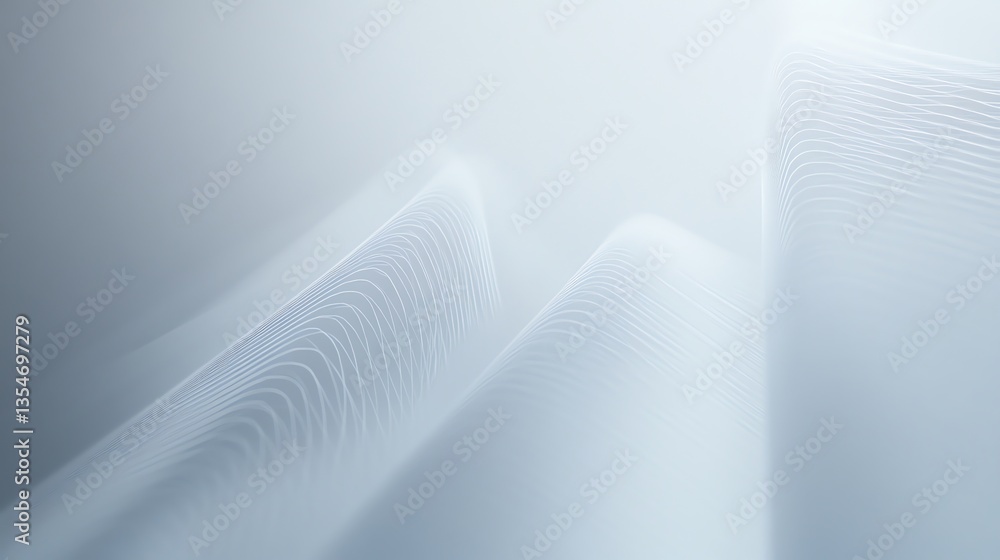 Poster abstract smooth curves and lines with minimalist design on light blue background