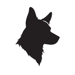 Dog head silhouette on white background. Dog head logo. Head portrait of a dog. Vector illustration