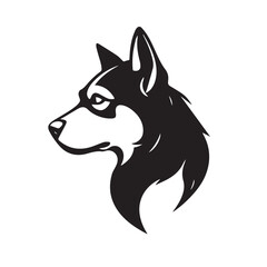 Dog head silhouette on white background. Dog head logo. Head portrait of a dog. Vector illustration