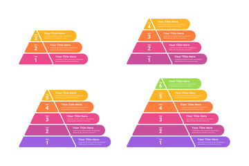 3 up to 6 Steps Pyramid Infographic with Editable Text for Business Presentation, Poster, Banner and Booklet.	
