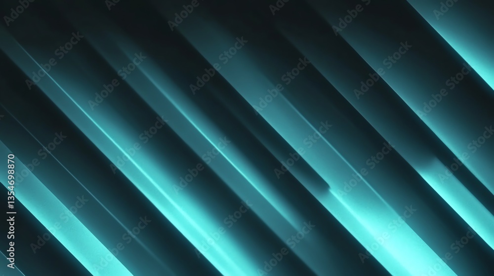 Poster abstract diagonal lines with glowing aqua light and dark gradient