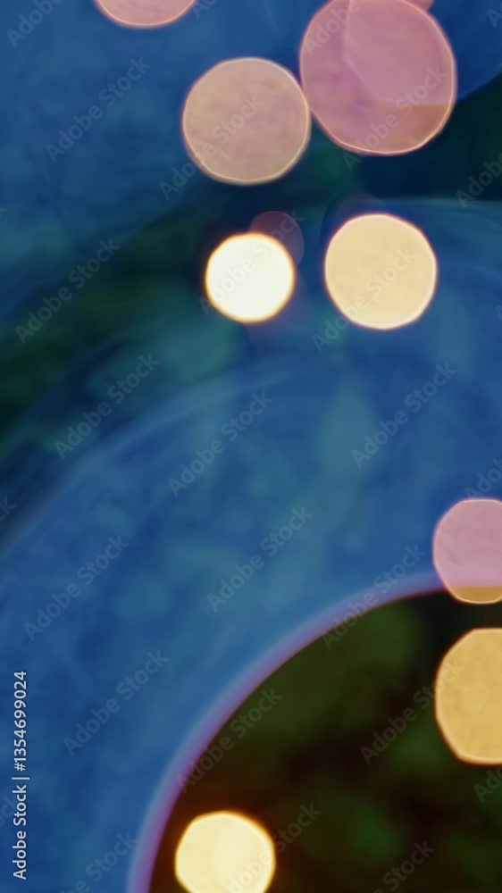 Poster abstract video with a bokeh effect, featuring soft-focus circles against a green background. capture