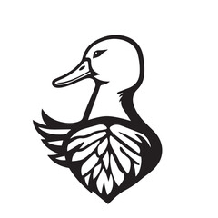 Duck head silhouette on white background. Duck head logo. Duck silhouette. Vector illustration.