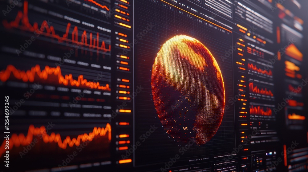 Poster digital earth with data visualization background