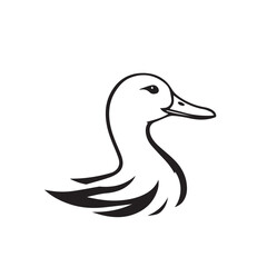 Duck head silhouette on white background. Duck head logo. Duck silhouette. Vector illustration.