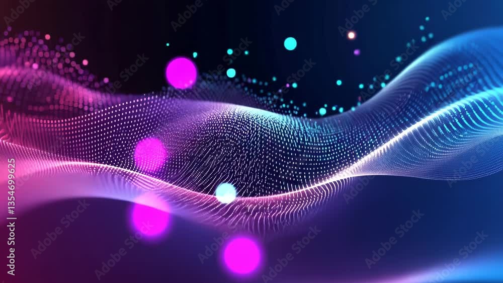 Poster vibrant digital wave patterns create mesmerizing effects in colorful animation