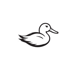 Duck head silhouette on white background. Duck head logo. Duck silhouette. Vector illustration.
