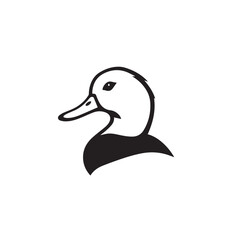 Duck head silhouette on white background. Duck head logo. Duck silhouette. Vector illustration.