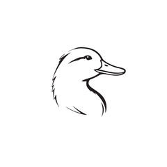 Duck head silhouette on white background. Duck head logo. Duck silhouette. Vector illustration.