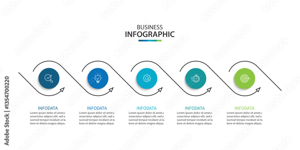 Wall mural vector infographic label design with circle infographic template design and 5 options or steps.