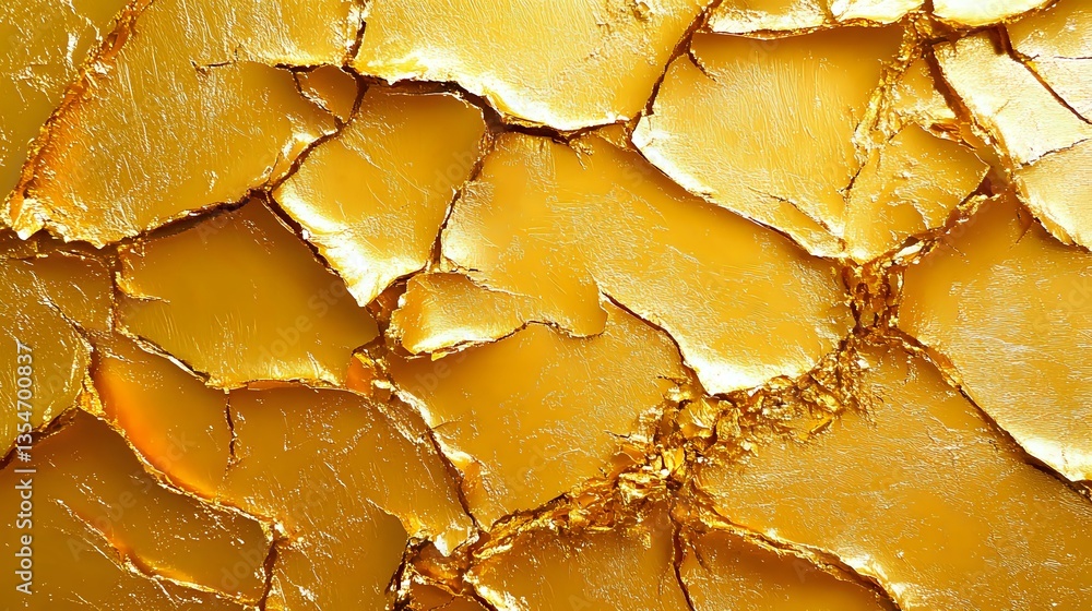 Poster cracked golden surface with deep fissures and rough texture creating abstract pattern. natural erosi