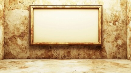 Empty framed canvas on aged wall