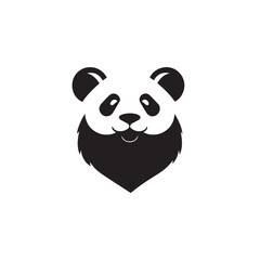Panda head silhouette on white background. Panda logo design. Panda bear head vector illustration.