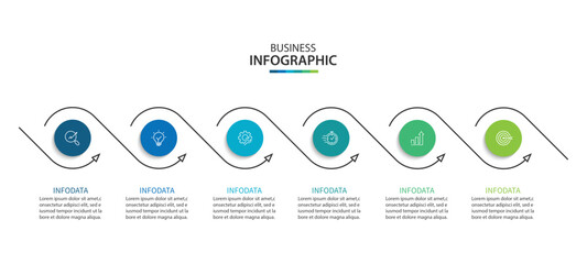 Vector infographic label design with circle infographic template design and 6 options or steps.