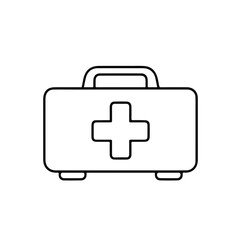 Obraz premium first aid kit icon in simple line style on white background 