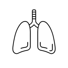 Lungs illustration in minimalist style against white background  