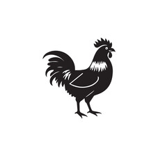 Chicken silhouette on white background. Chicken icon logo design. Vector illustration.