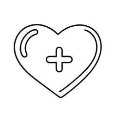 Obraz premium Heart icon with medical cross symbol in line art style 