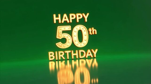 Celebrating a Golden 50th Birthday Milestone with Glowing Text Animation