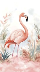 Pink Flamingo Tropical Plants.