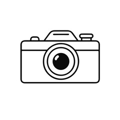 Camera icon with minimalistic design in black and white  