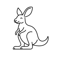Happy kangaroo standing in a minimalist line art style  