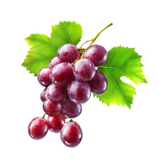 Fototapeta premium flying sliced red grape with leaves isolated on transparent background Remove png, Clipping Path