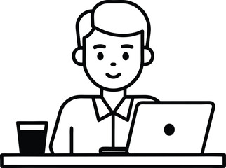 businessman with laptop working in office, 