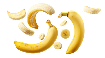 Tropical Burst: Deconstructed bananas showcase a vibrant display of freshness, capturing the essence of a tropical delight.