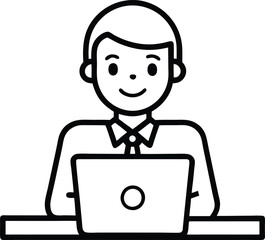 businessman with laptop working with white background,