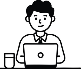 outline vector of a businessperson working icon,