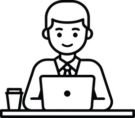 outline vector of a businessperson working icon,
