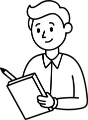 outline vector of a businessperson writing notes