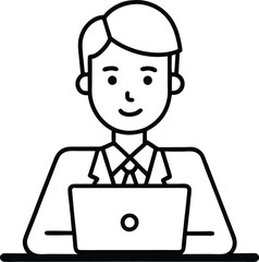 outline vector of a businessperson working icon,