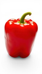 Vibrant red bell pepper, glossy skin, isolated, sweet pepper, bell pepper, single