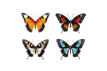 Obraz premium Beautiful Butterflies Collection - Transparent Background