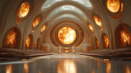 Obraz premium Futuristic Sunlit Cathedral Interior
