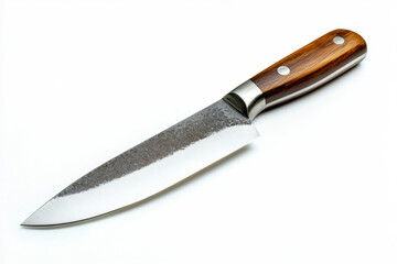 Fototapeta premium Knife with wooden handle on white background.