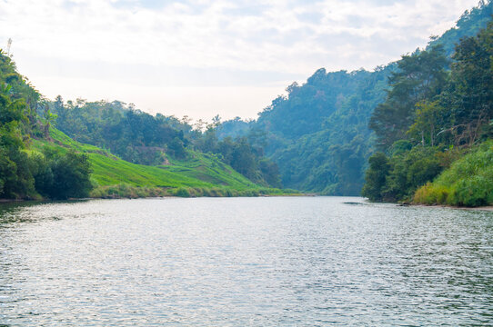 Beautiful Sangu River beside the mountain at Thanchi, Bandarban,Bangladesh.