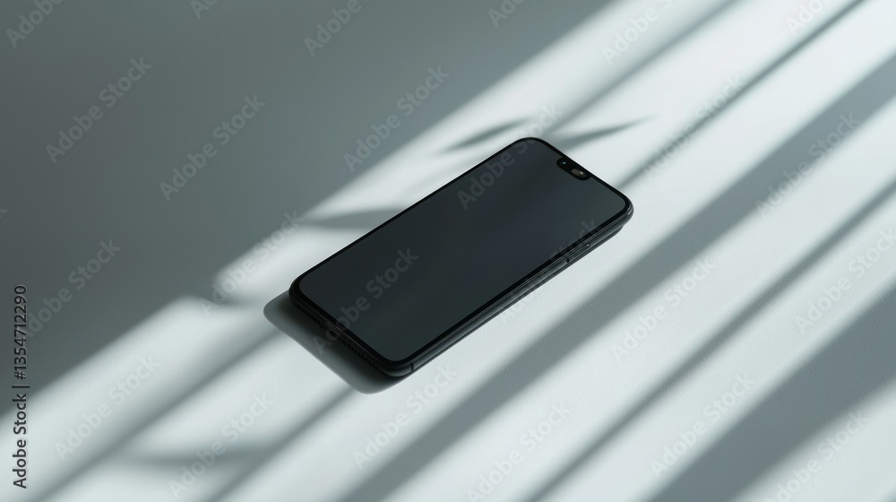 Poster a minimalist product shot of a modern smartphone on a plain background with soft shadows highlightin