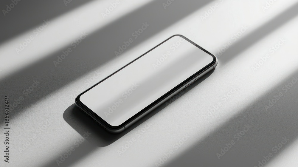 Poster a minimalist product shot of a modern smartphone on a plain background with soft shadows highlightin