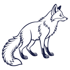 Stylized fox illustration standing in outline form  