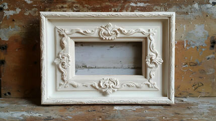 Cream-colored ornate picture frame